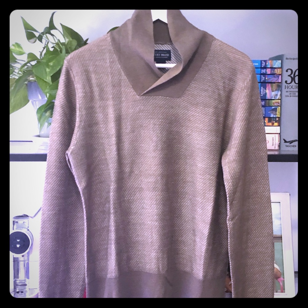 Lucky Brand light brown open collar sweater
